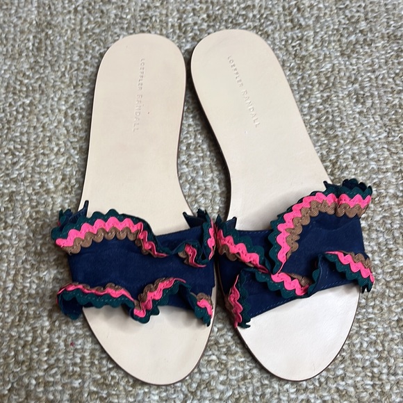 Loeffler Randall Birdie Suede Flat Ruffled Sandals in Multicolor - Picture 2 of 6